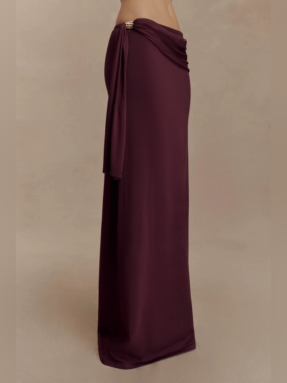 Meshki Bowie Low Rise Draped Knit Maxi Skirt